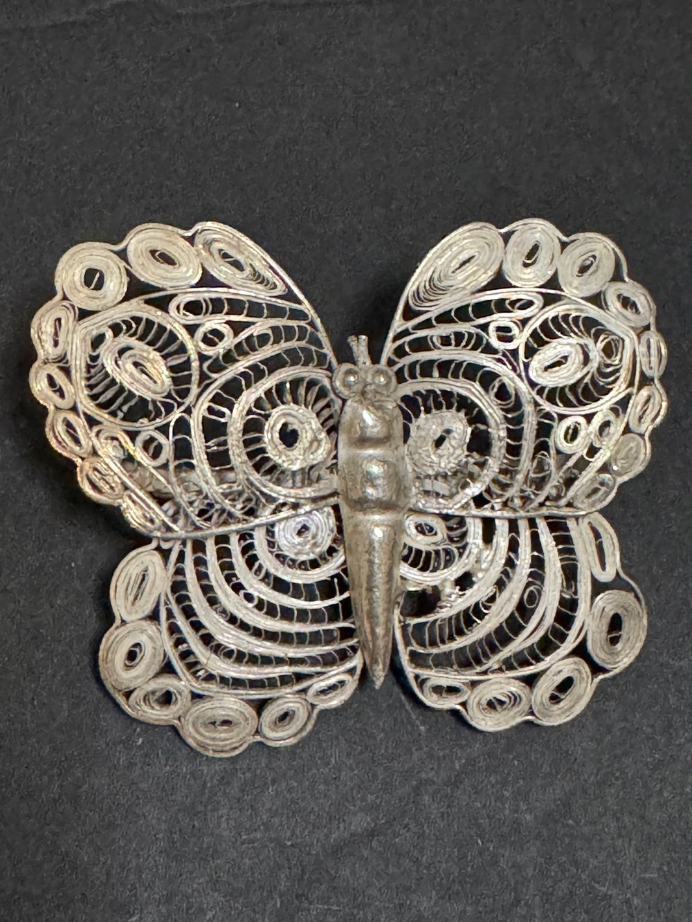 Sterling Silver Filigree Butterfly Brooch